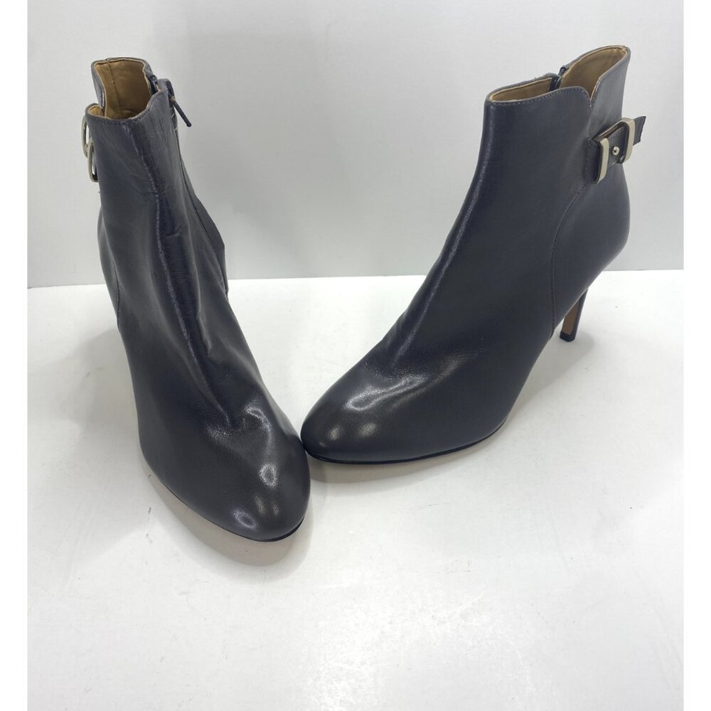 Nine West Boot Grey 8.5 zipper closure Palafox 3" heal